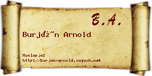 Burján Arnold névjegykártya